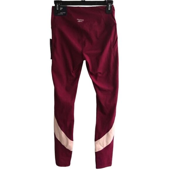 REEBOK Skinny High-rise  Workout Leggings Plum Burgundy Red Wine Size Size: S - Picture 2 of 5